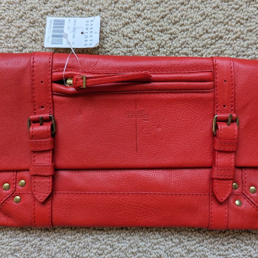 NWT Jerome Dreyfuss red leather LEON clutch